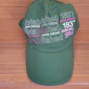 Ladies John Deere Adjustable Cap Hat Green Pink Farm Girl Tractor